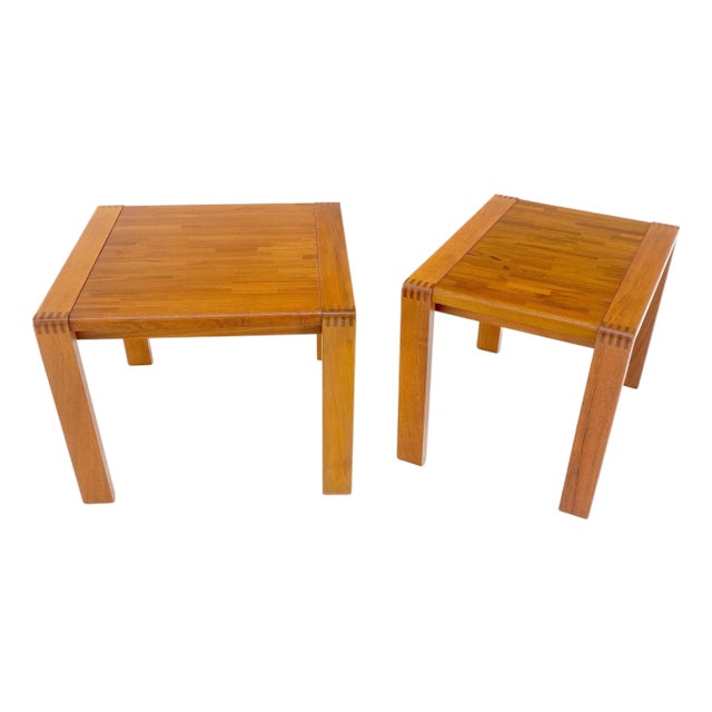 Pair of Solid Teak Danish Mid Century Modern Teak Side End Night Tables Stands For Sale