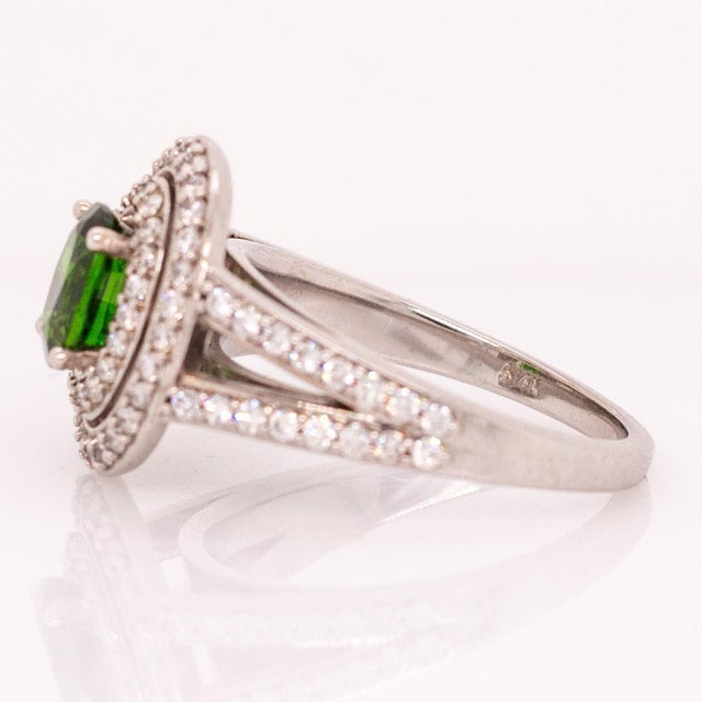 Stunning Chrome Diopside Ring With Earth Mined Diamonds: Solid 14k Gold 7x5mm, Size 6.75 For Sale - Image 13 of 13