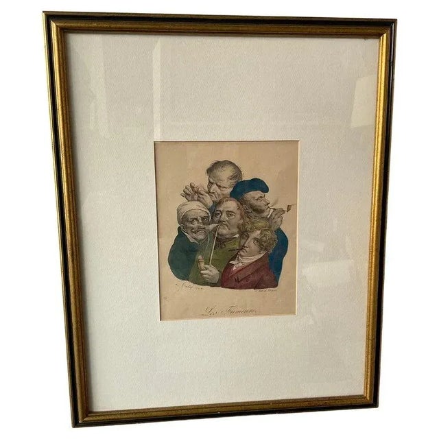Smokers Print by L. Boilly Dated, 1824 For Sale - Image 9 of 9
