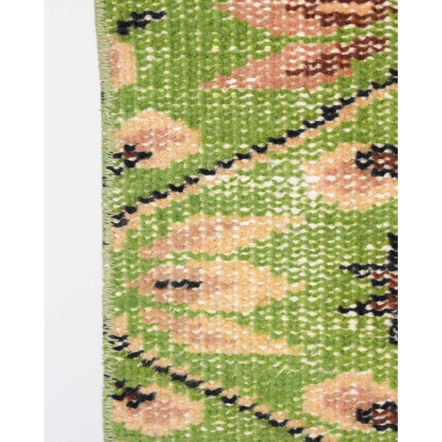1970s Vintage Turkish Oushak Handmade Wool Cotton Green Area Rug For Sale - Image 10 of 11