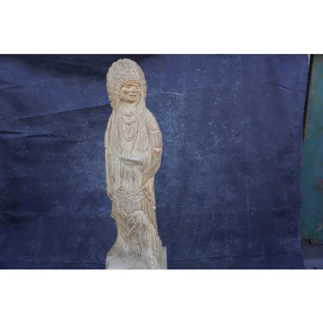 Mid 20th Century Monumental Hand-Carved Indian Chief Figure For Sale - Image 4 of 12