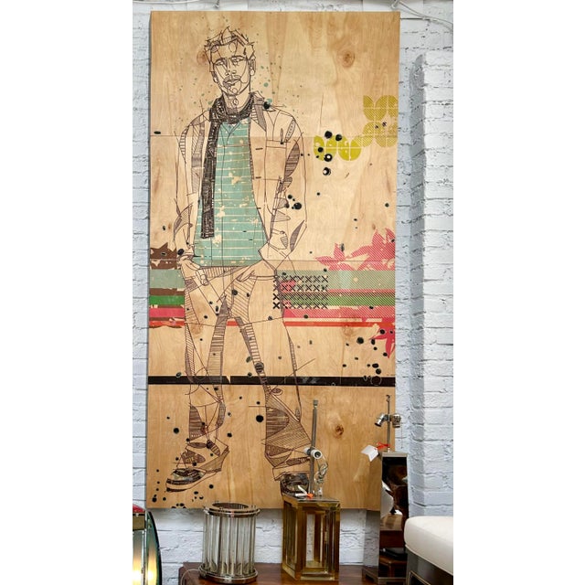 Huge Modern Jason Thielke Mixed Media Portrait Painting For Sale - Image 10 of 10