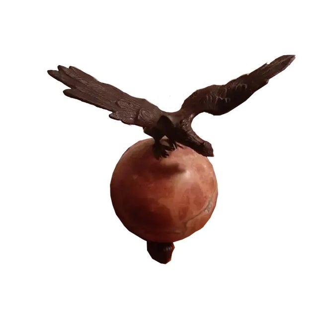 Round Full Moon Shape Alabaster Table Lamp with Bronze Eagle, 1920s, in Flawless conditions. Designed 1920 to 1949...