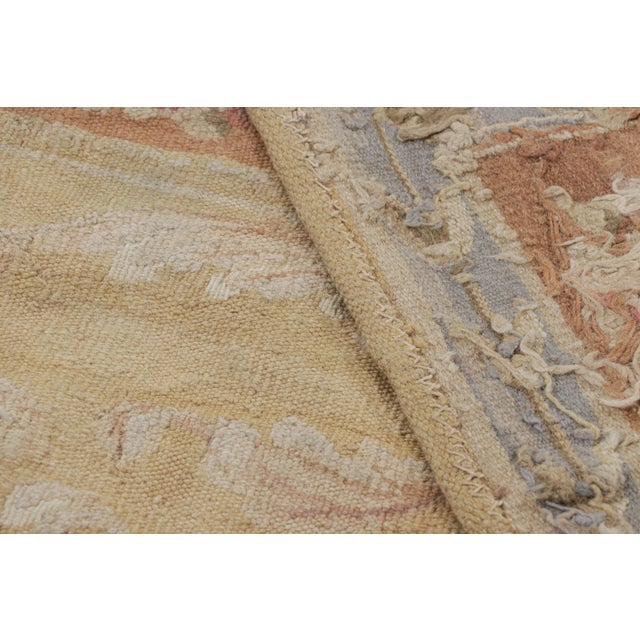 Textile Rug & Kilim's Oversized Aubusson Style Rug in Gold & Beige With Floral Medallion For Sale - Image 7 of 7