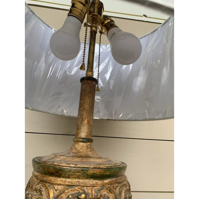 Traditional Vintage Mid 20th Century Alter Stick Made Into Lamp With Gold Leaf For Sale - Image 3 of 5