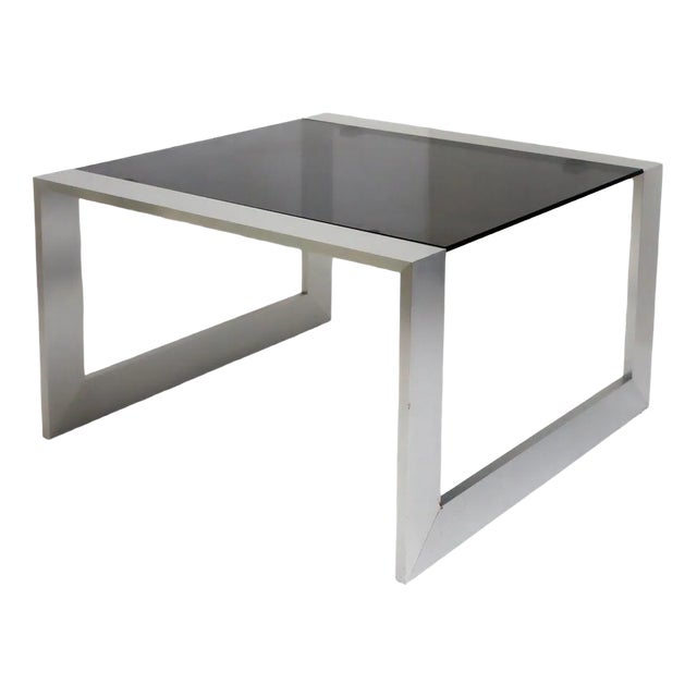 Stainless Steel Smoke Glass Coffee Table, 1970s For Sale