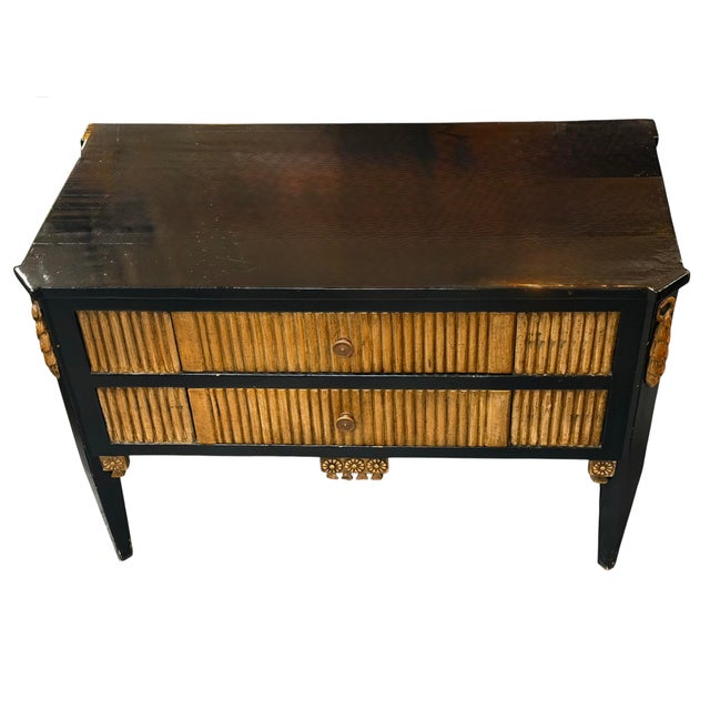 Art Deco Art Deco Style Ebonized & Giltwood Chest of Drawers Nightstand Commode For Sale - Image 3 of 5