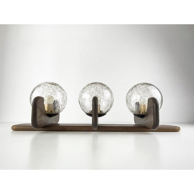 Wood Vintage Three-Glass Globe Wall Light from Kaiser Leuchten, 1960s For Sale - Image 7 of 18