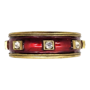 Vintage 1980s Signed Gerard Yosca Red Enamel & Clear Rhinestone Cuff Bracelet
