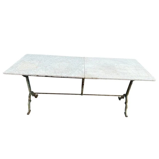 Double Bistro Table in Cast Iron and Lyonnaise Marble by Rieux, 1900s For Sale - Image 14 of 18