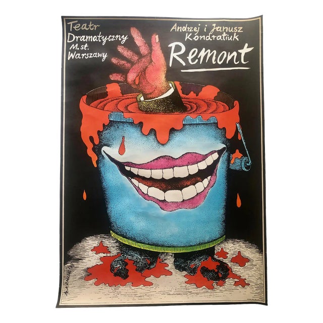 Remont Theatre Poster by A. Krauze, Poland, 1978 For Sale