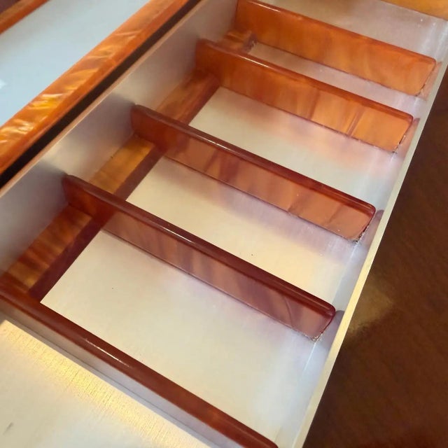 Metal 1970s Mid-Century Modern Aluminum, Faux Tortoiseshell Lucite Italian Jewelry Box For Sale - Image 7 of 12
