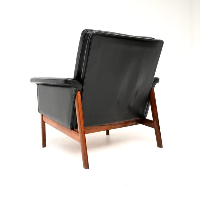 Black Vintage Danish Leather Armchair by Finn Juhl for France & Søn, 1960s For Sale - Image 8 of 13