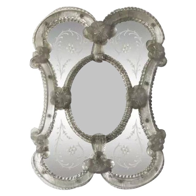 Venetian Murano Glass Mirror, Italy, 1950s For Sale
