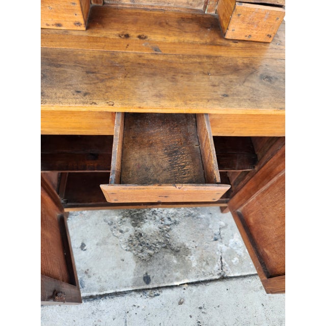 1930s Antique Carved Wood Vanity Dresser With Mirror For Sale - Image 5 of 12