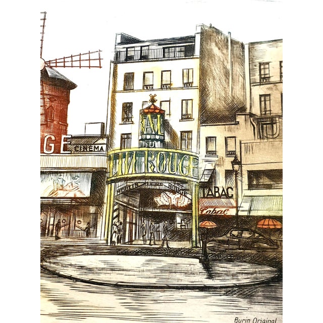Dufza - Paris - Moulin Rouge - Original Hand Signed Etching Circa 1940 Hand Signed in pencil Dimensions: 20 x 25 cm