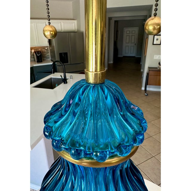 Large Murano Blue Seguso Table Lamp for Marbro For Sale - Image 10 of 16