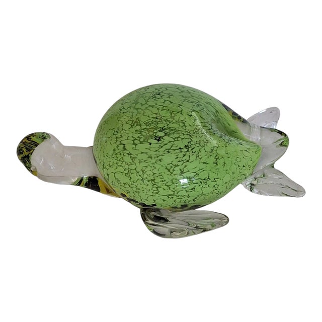 Late 20th Century Art Glass Large Turtle Figurine Paper Weight For Sale