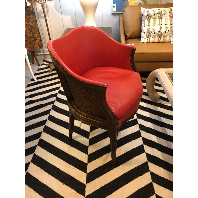 Designer Gregorius Pineo French Style Burnt Orange Leather and Caned