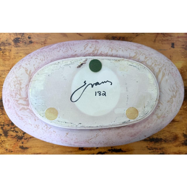 Pink Large Tony Evans Signed and Numbered Studio Pottery Raku Centerpiece Bowl For Sale - Image 8 of 11