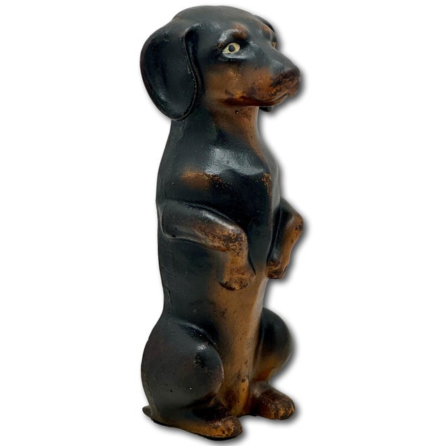 Outstanding & Very Rare Large Vintage Cast Iron "Begging Dachshund" Signed by Maker & Dated 1931 - 11 Inches Tall For Sale - Image 10 of 18