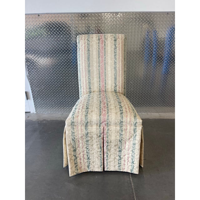 Vintage Designmaster Skirted Parsons Chairs With Bow Tie Backs, Set of 7 For Sale - Image 10 of 12