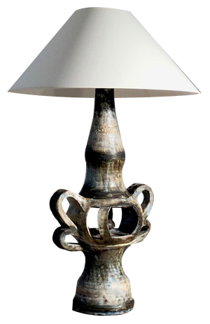 Large Brutalist Ceramic Table Lamp from Vallauris, 1950s