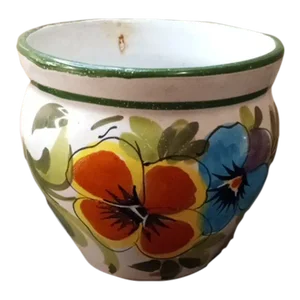 1970s Hand Painted Squat Cachepot Made in Italy
