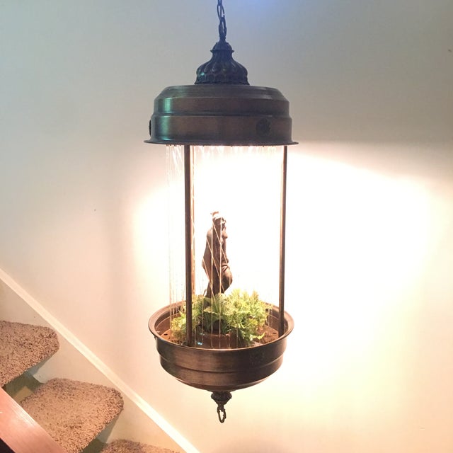 Vintage Swag Oil Rain Lamp With Greek Goddess by Johnson Lighting