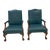 Hancock and Moore Style Blue Leather Arm Chairs- a Pair For Sale