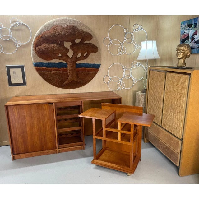 Custom Made Buffet Credenza With Lighted Wine Bar and Hidden Bar Cart For Sale - Image 11 of 17