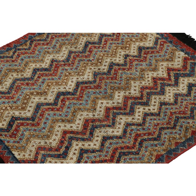 Rug & Kilim 2010s Rug & Kilim’s Antique Tribal Style Rug in Red, Blue, Brown & White Patterns For Sale - Image 4 of 8