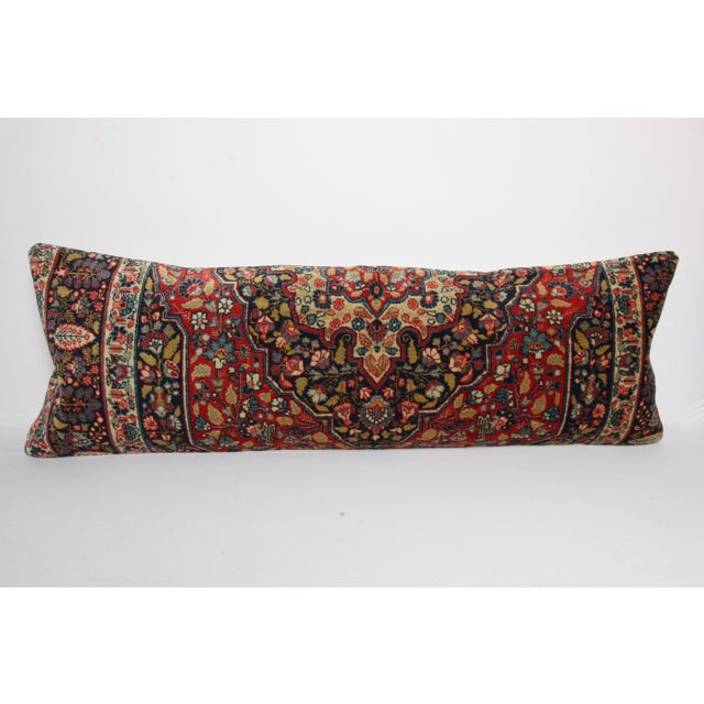 Authentic Antique Tribal Lumbar Pillow – Multicolor Textile Cushion -16'' X 46'' For Sale - Image 10 of 11