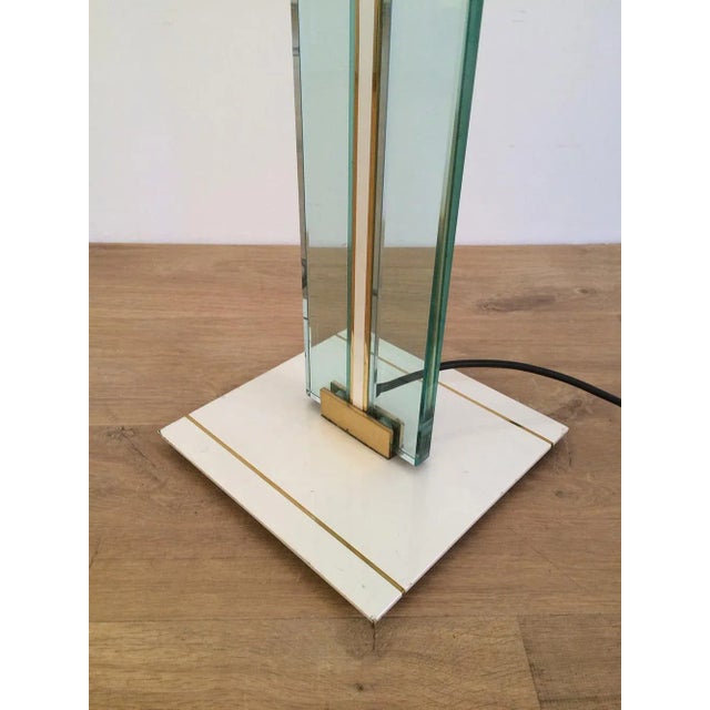 Cream Glass, Brass and Lacquered Metal Floor Lamp, Circa 1970 For Sale - Image 8 of 11