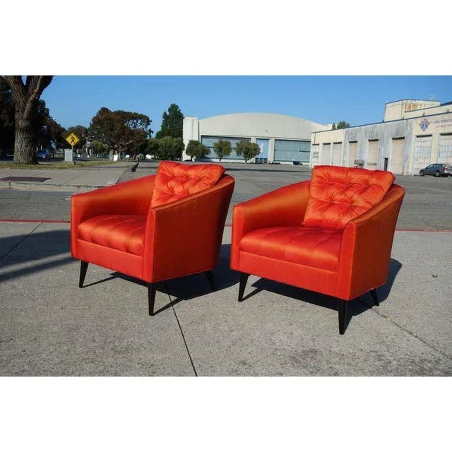 Mid-Century Modern Mid-Century Modern Satin Chairs - a Pair For Sale - Image 3 of 7