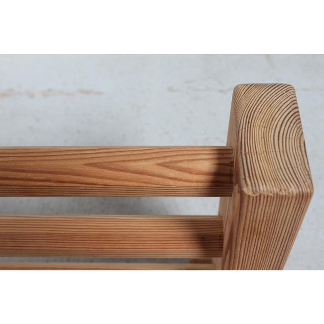 Brutalist Swedish Hall Shelf in Pine & Brass Hooks by Glass Master Markaryd for Glasmäster, 1970s For Sale - Image 12 of 16