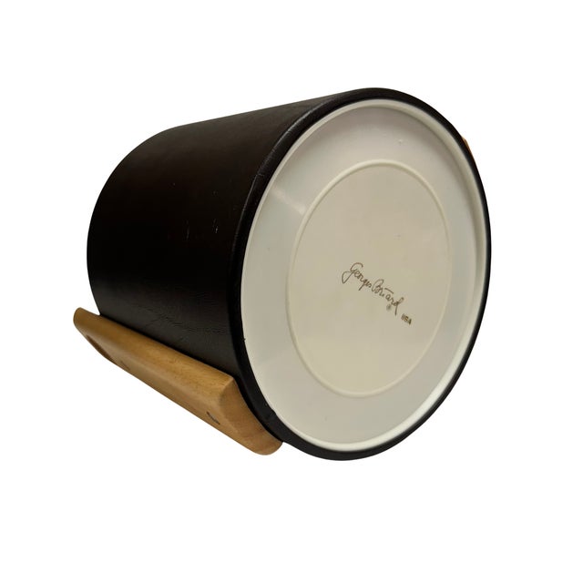 1960s George Briard Mid-Century Modern Leatherette Ice Bucket With Bentwood Handles For Sale - Image 6 of 7