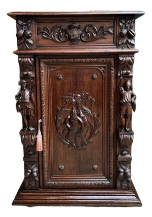 Antique French Cabinet Bar Sideboard Baroque Carved Oak C1880 Bookcase