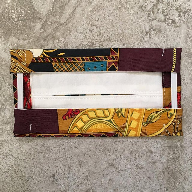 Original silk screen Authentic Hermes scarf design c.1991 by Anne Faivre features an multicolor illustrated tarot deck...