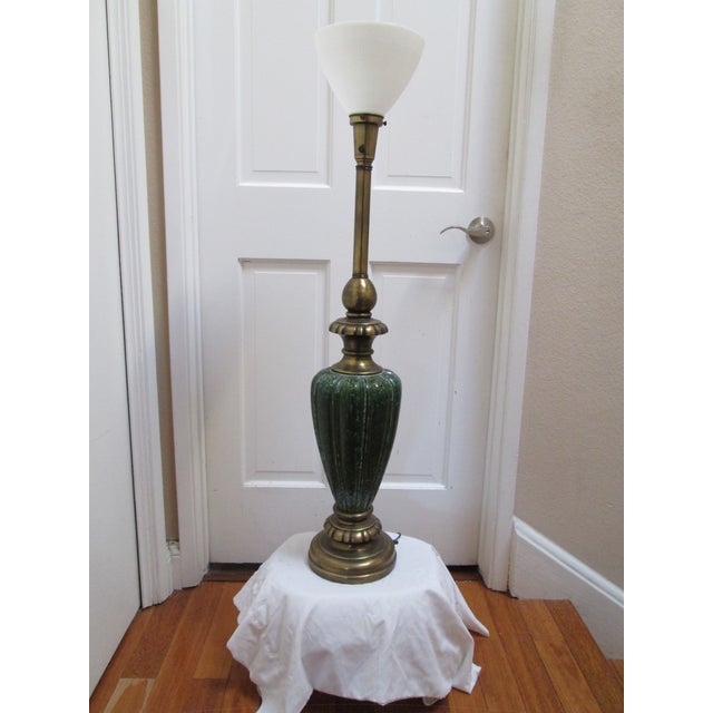 Rembrandt Emerald Green Tall Lamp With Glass Shade For Sale - Image 10 of 11