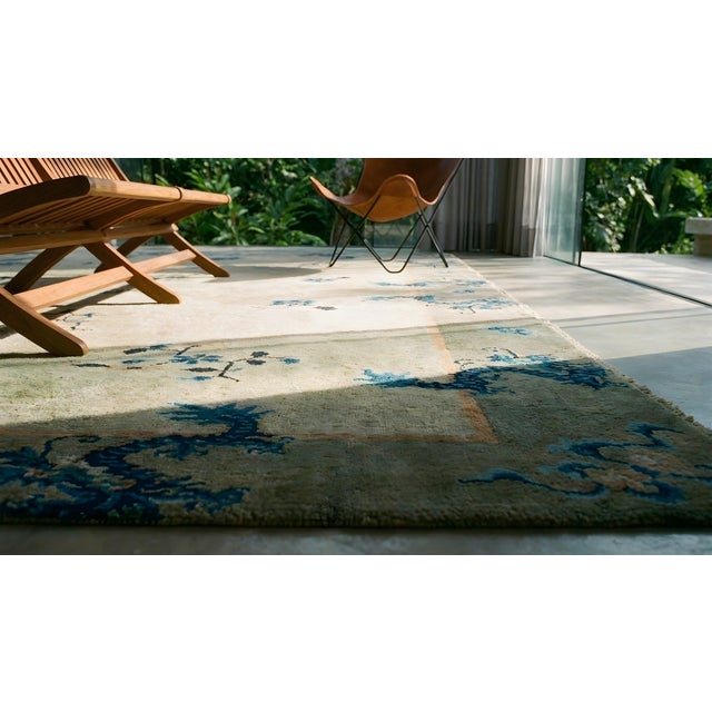 1920s Camel Dragon Floral Antique Chinese Peking Carpet 5' X 7'8" Handknotted Wool Rug For Sale - Image 13 of 15