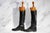 Nice Classic Antique English Black Leather Riding Boots With Wood Trees Home Decor Prop For Sale In New York - Image 6 of 9