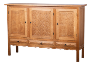 Brutalist Oak Sideboard attributed to Henning Kjærnulf, Denmark, 1960s