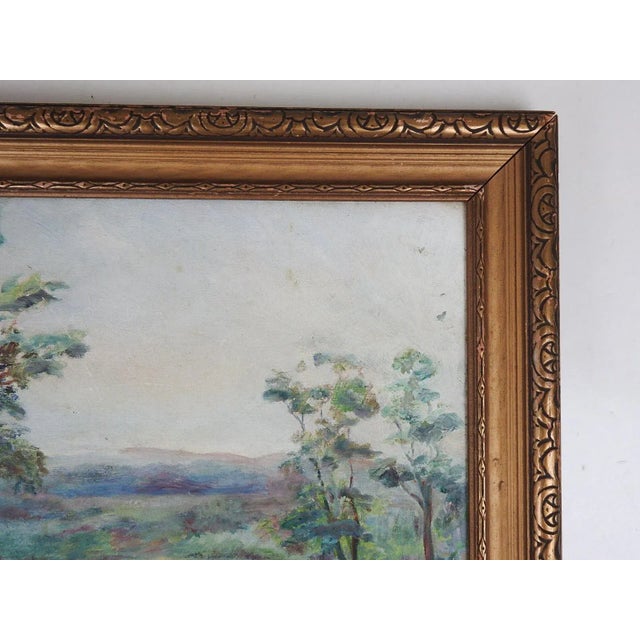 Vintage 1930s Impressionist Landscape Painting For Sale - Image 4 of 7