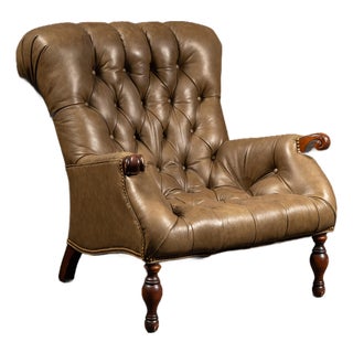 Vintage Tufted Sleepy Hollow Armchair in Beige For Sale