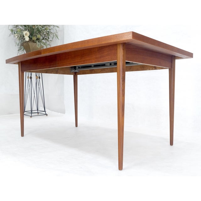 Mid 20th Century Danish Mid Century Modern Teak Boat Shape Dining Table w/ 3 12" Leaves MINT For Sale - Image 5 of 17