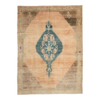 1940s Vintage Turkish Hand-Knotted Area Rug For Sale