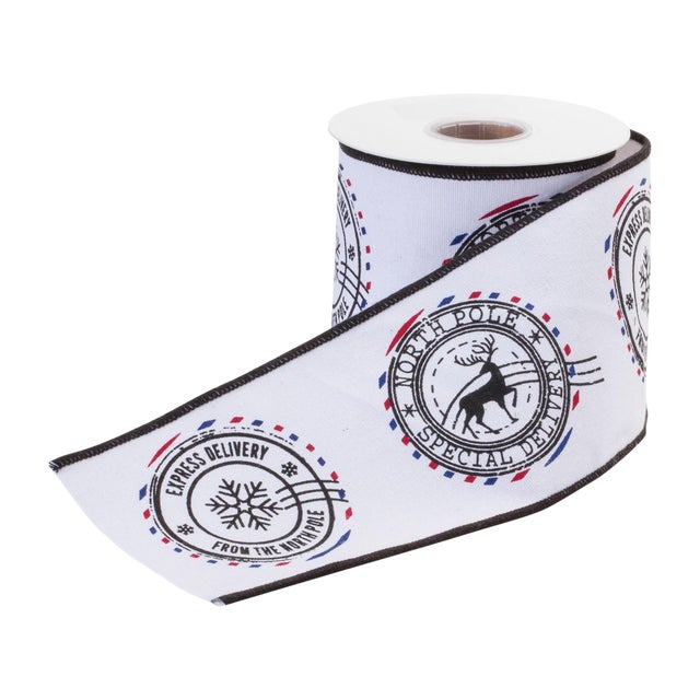 Elevate your holiday decorating and crafting with this Set of 2 Wired Cotton Ribbons. Each 4" x 5-yard roll features a...