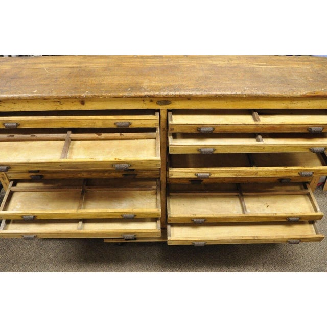 Wood Late 19th Century Fred K. Ullmer London Double 32 Drawer Map Makers Flat File Printers Cabinet For Sale - Image 7 of 12