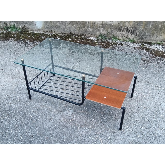 Vintage French Coffee Table with Magazine Rack, 1960 For Sale - Image 4 of 10